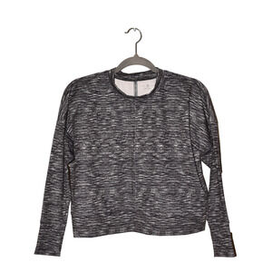 LOU & GREY NEW $59 Drop Shoulder Cropped Boxy Sweatshirt Gray Heather XS